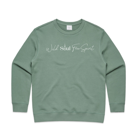 Soul Sip and Co - Crew neck Jumper with quote - wild soul free spirit - Front side