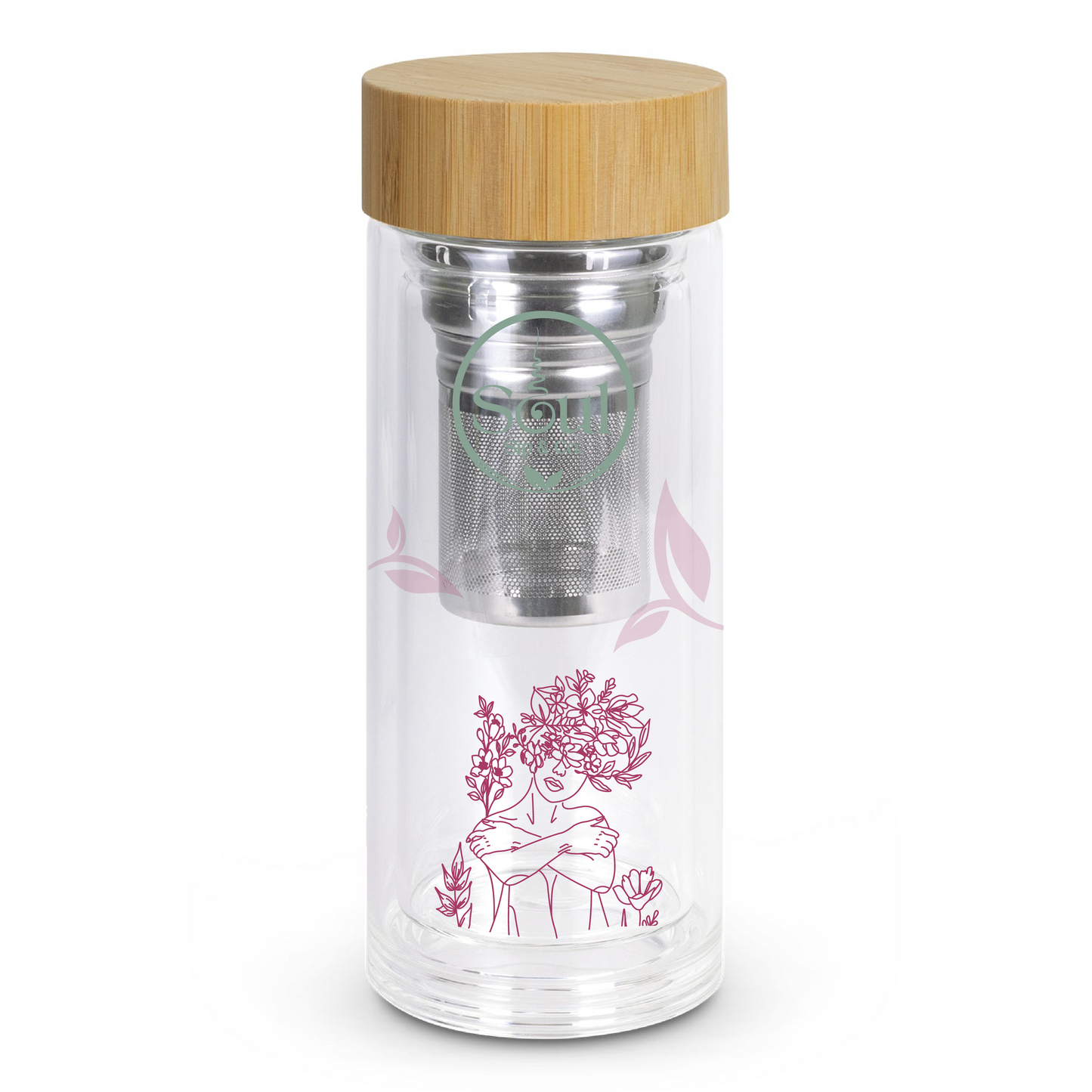 Soul Sip and Co - Herbal Tea Infuser - Glass Bottle Tumbler - Goddess blend