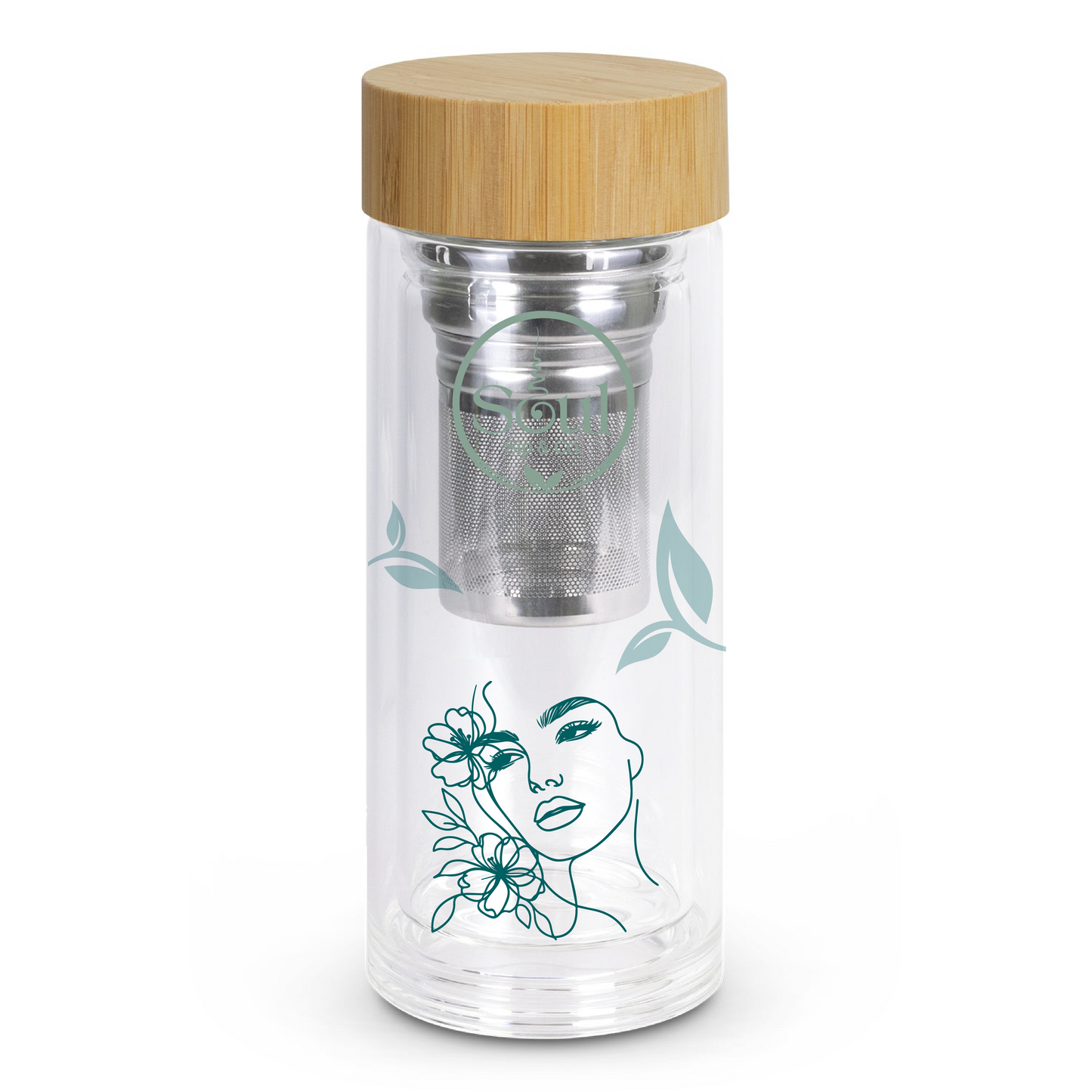 Soul Sip and Co - Herbal Tea Infuser - Glass Bottle Tumbler - Harmony blend