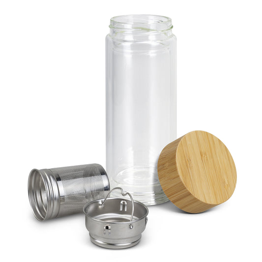 Soul Sip and Co - Herbal Tea Glass Infuser Bottle - Showing all parts