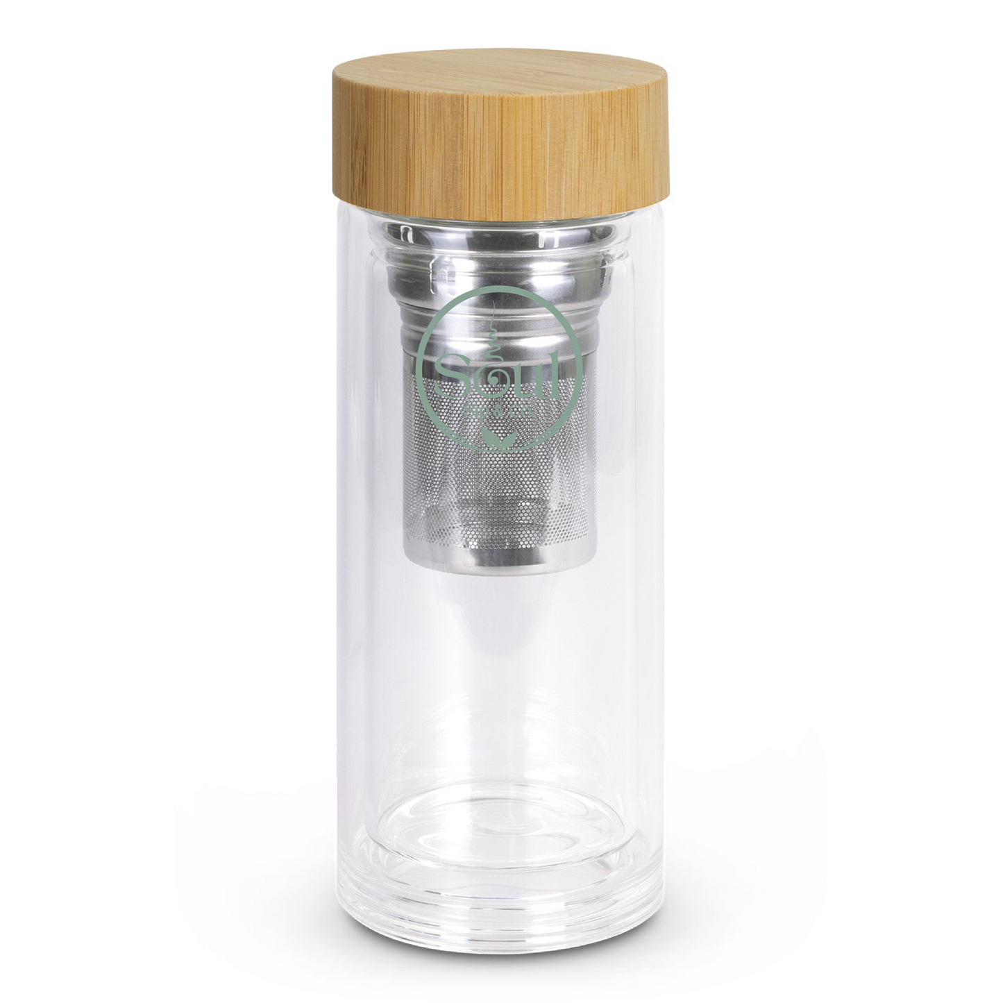 Soul Sip and Co - Herbal Tea Glass Infuser Bottle - Logo Only - Front image
