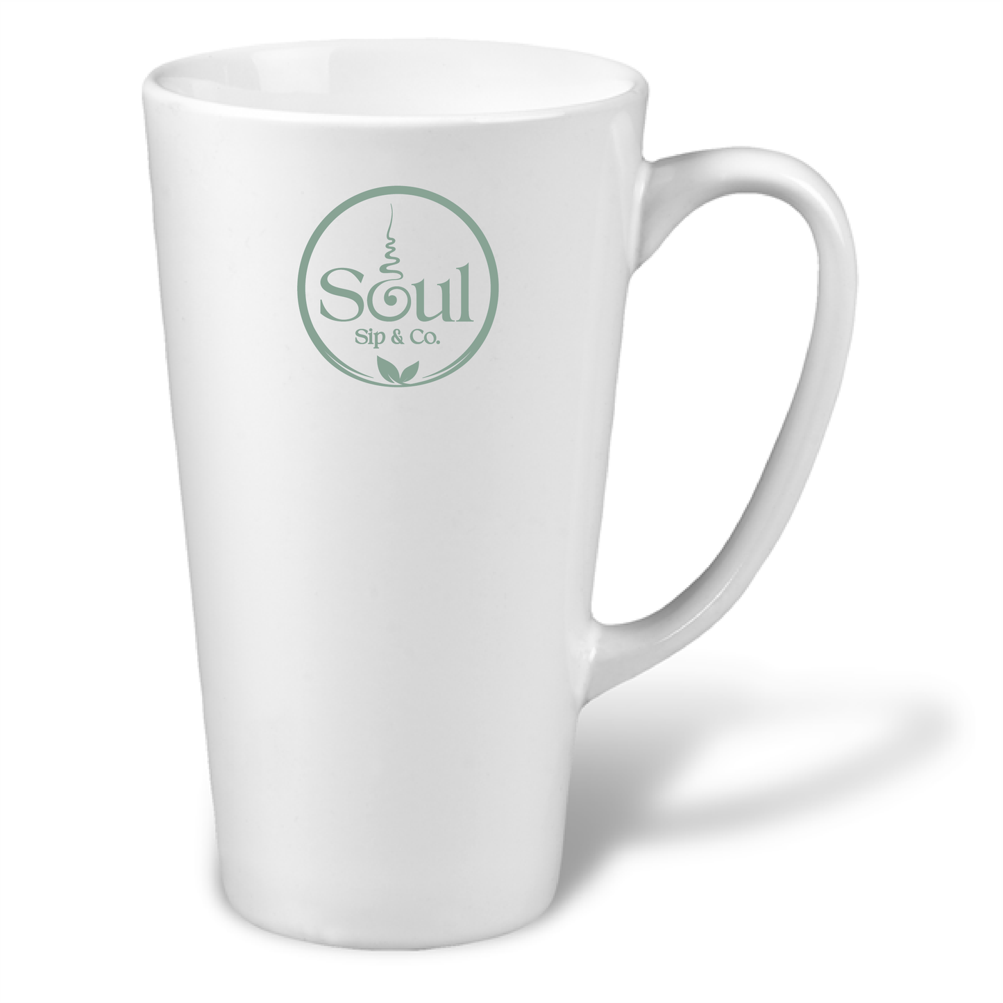 Soul Sip and Co - White Ceramic Tea Mug - Tall - with logo only image