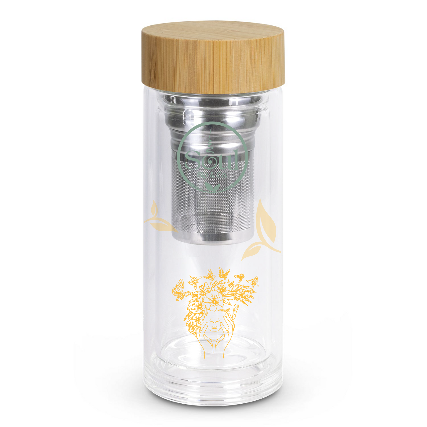 Soul Sip and Co - Herbal Tea Infuser - Glass Bottle Tumbler - Radiate blend