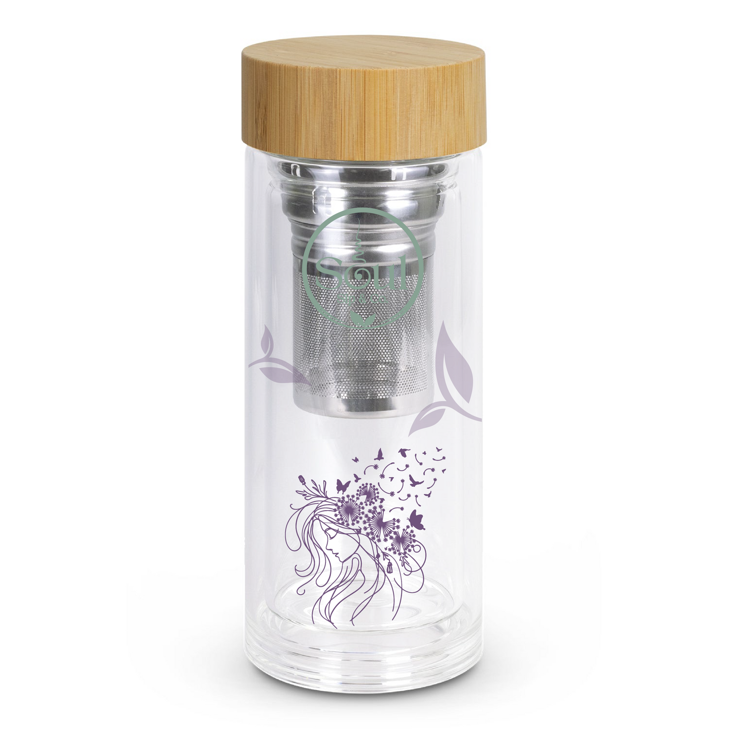 Soul Sip and Co - Herbal Tea Infuser - Glass Bottle Tumbler - Release blend