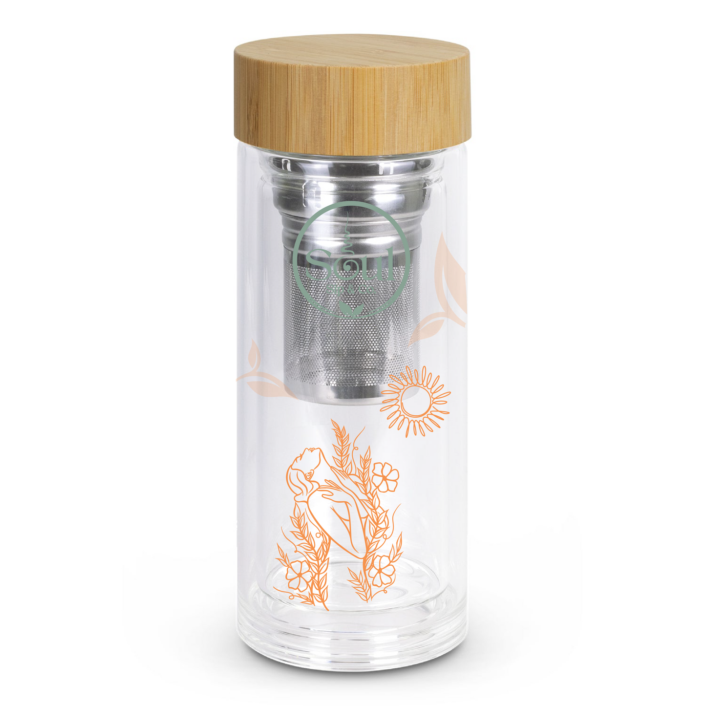 Soul Sip and Co - Herbal Tea Infuser - Glass Bottle Tumbler - Rise blend