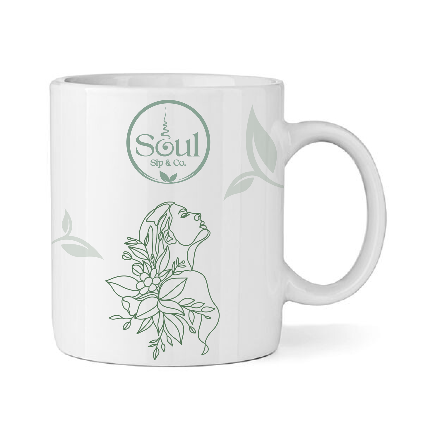 Soul Sip and Co - Ceramic Tea Cup with handle - Serenity Blend Artwork image