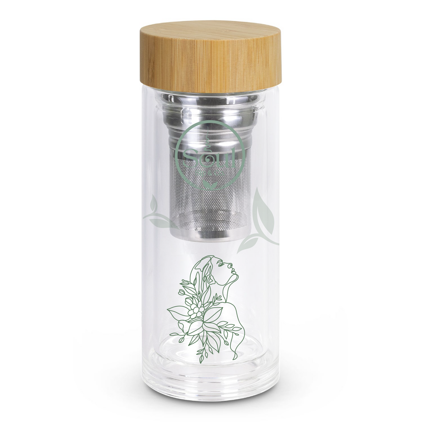 Soul Sip and Co - Herbal Tea Infuser - Glass Bottle Tumbler - Serenity blend