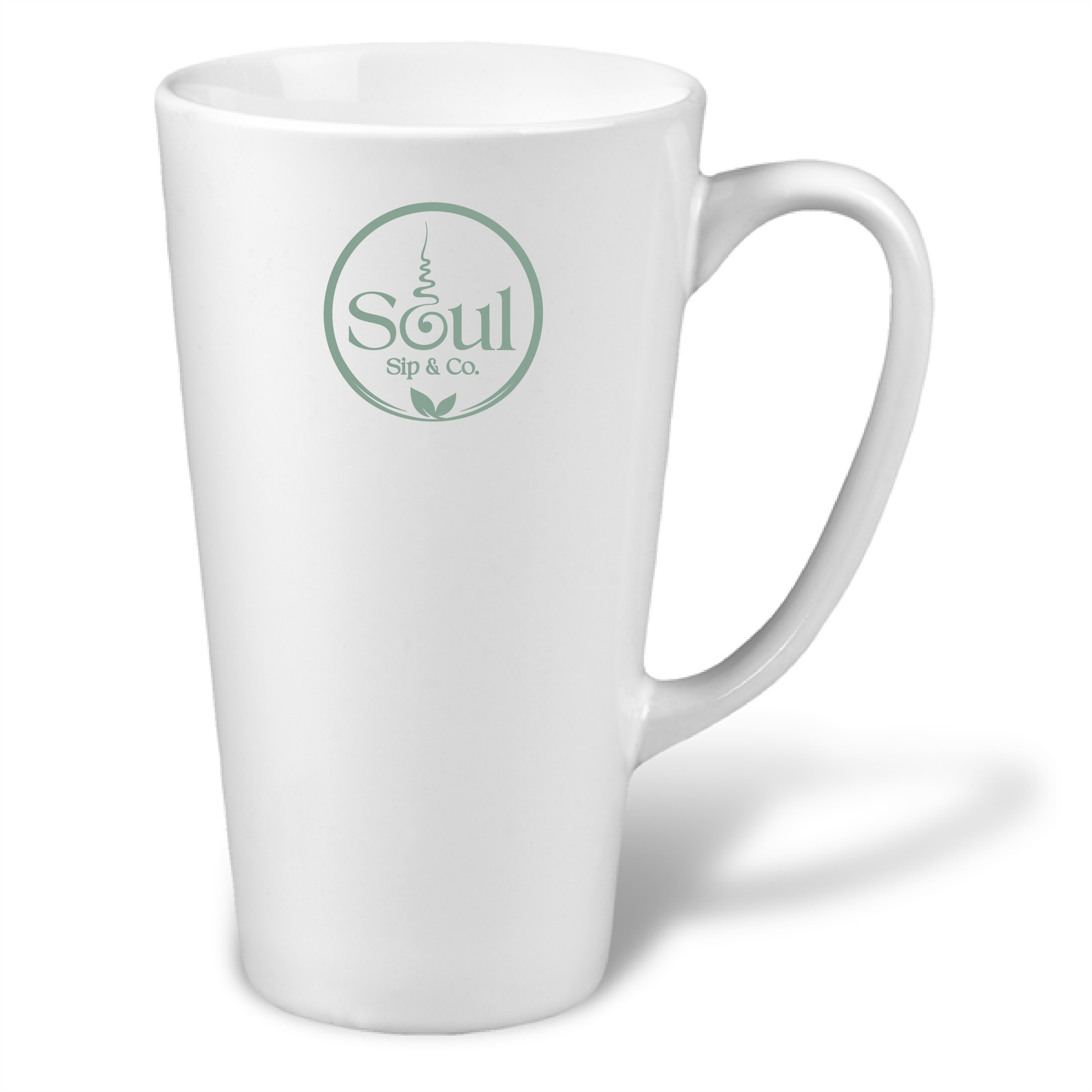 Soul Sip and Co - White Ceramic Tea Mug - Tall - with logo only image