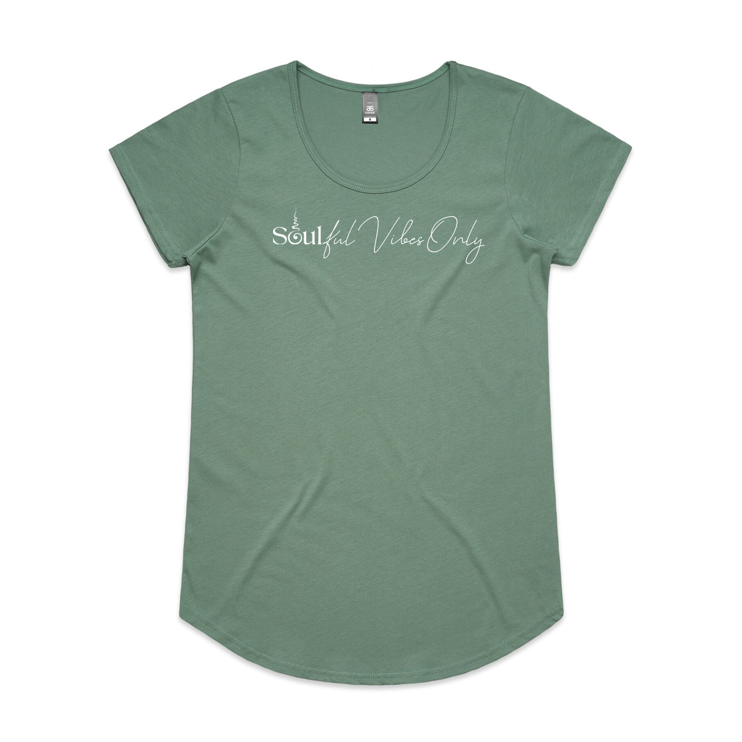 Soul Sip and Co - Ladies Fitted Tshirt with Quote - Scoop Neck Fitted - Soulful Vibes Only