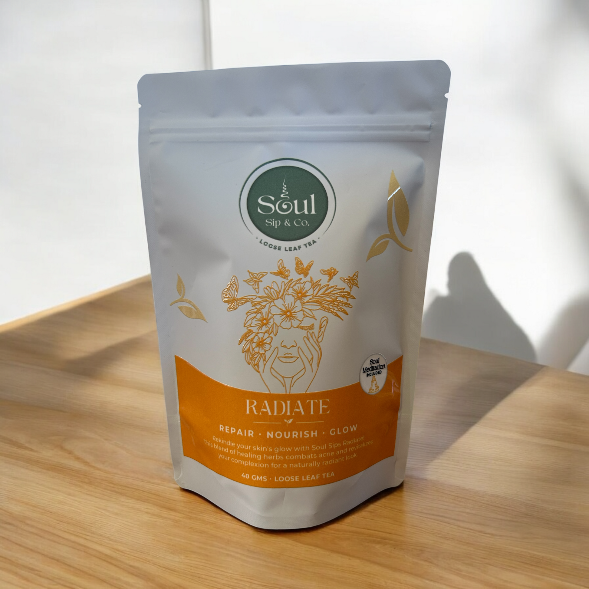 Soul Sip and Co - Loose Leaf Organic Herbal Tea - Radiate Blend - Pouch Image
