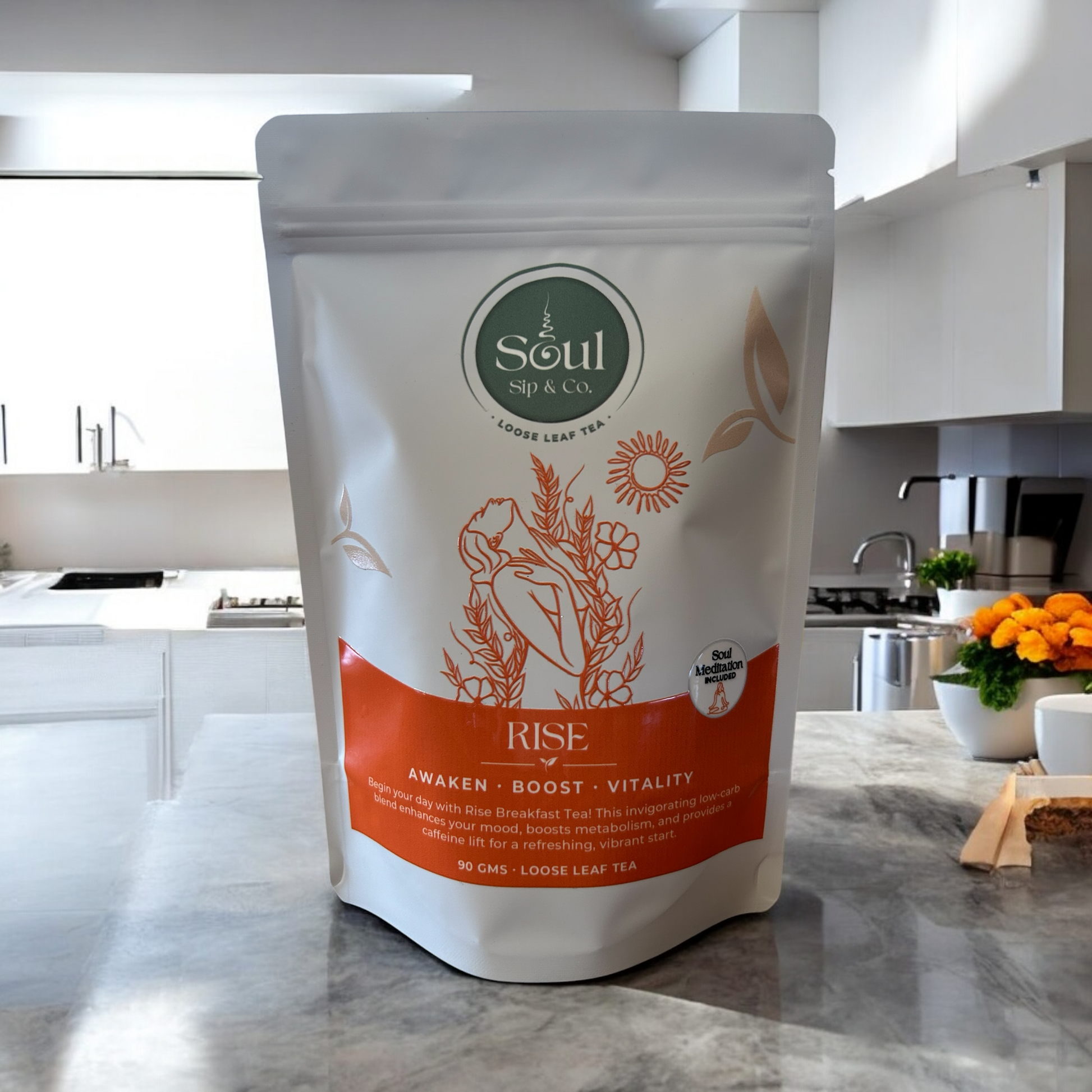 Soul Sip and Co - Rise Herbal Breakfast tea - Organic Loose Leaf Tea - Pouch Image 