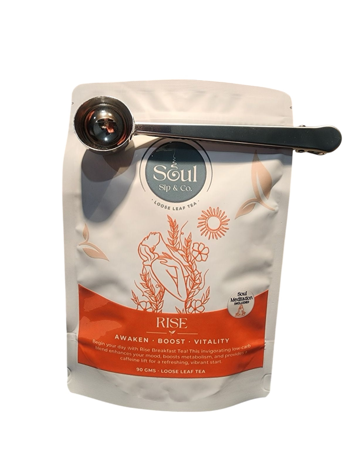 Stainless Steel Herbal Teaspoon with clip on packaging 